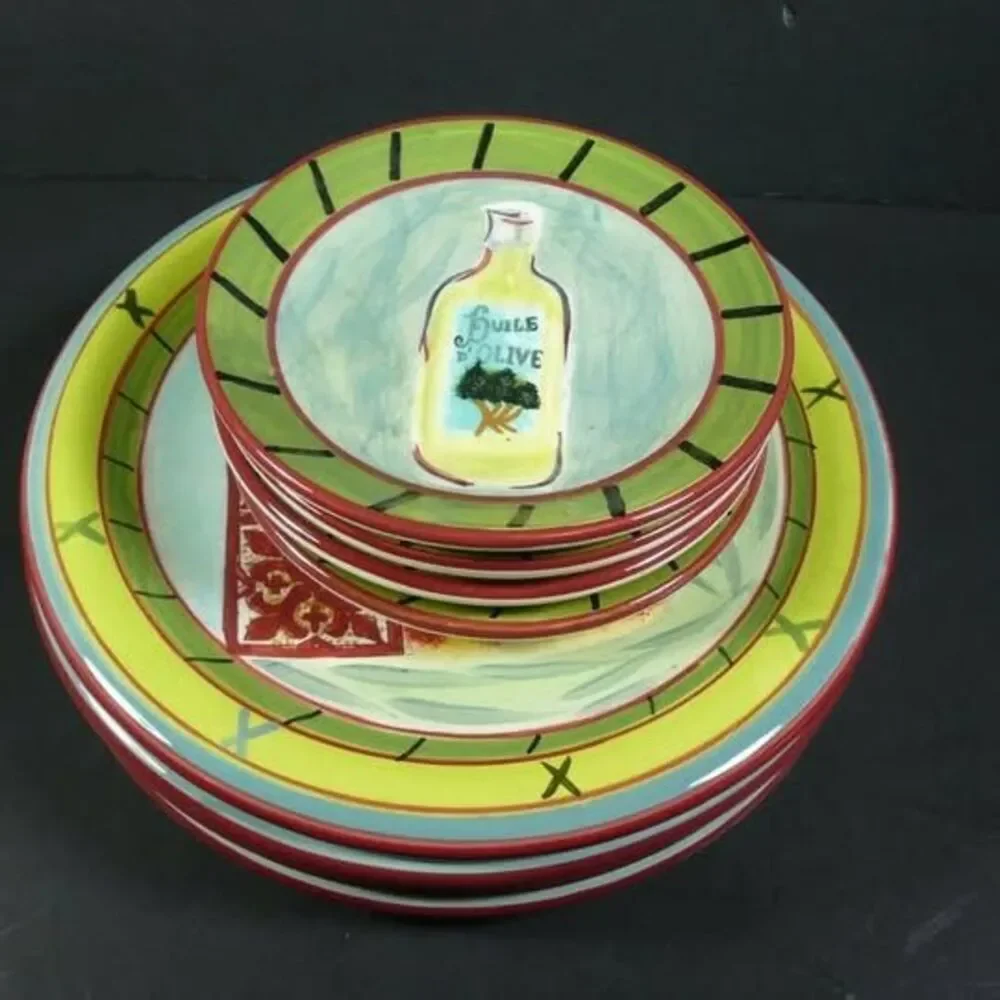 Certified International Pamela Gladding Oils Salad, Bread & Butter Plates 8 pcs